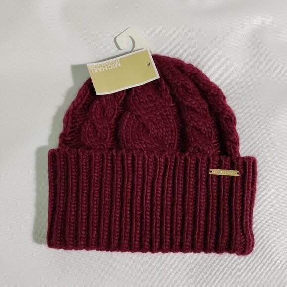 Michael Kors Maroon Cable Knit Beanie One Size New NWT - Picture 1 of 4